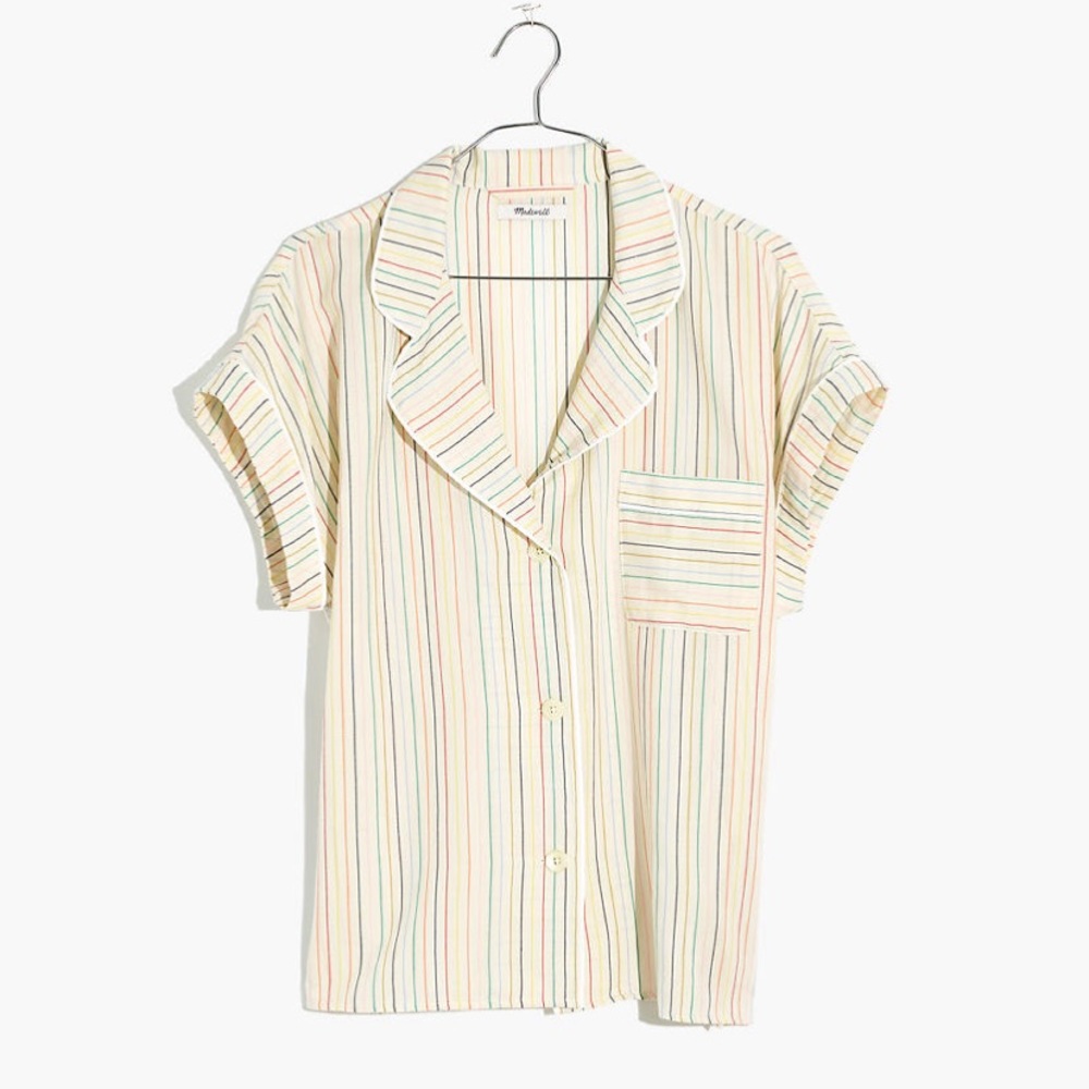 Madewell Bedtime Pajama Top in Rainbow Stripe